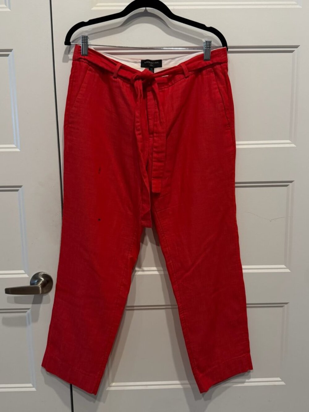 Banana Republic Avery Red Tie Waist Straight Leg Pants - Size 10